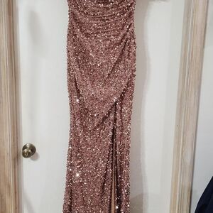 The Jovani NWT Copper Fitted Sequin Dress 37517 in size 4
